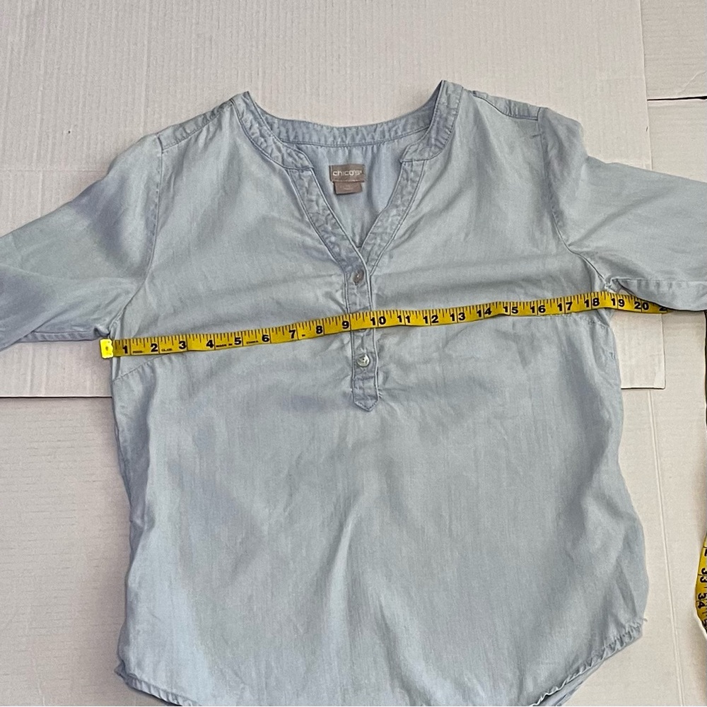 Chico’s Chambray Popover Top - Picture 10 of 11